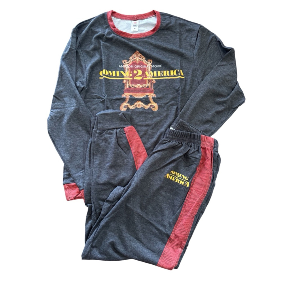 Gray and Red Women’s Long-Sleeve Pajama Set - Online 2 America Graphic